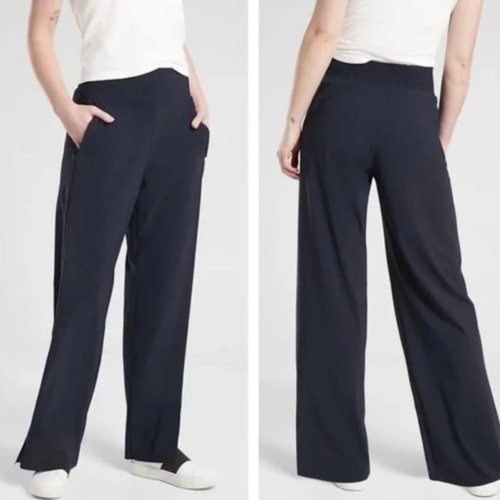 NWT Athleta Cosmic Pants Wide Leg Navy High Rise Size 2